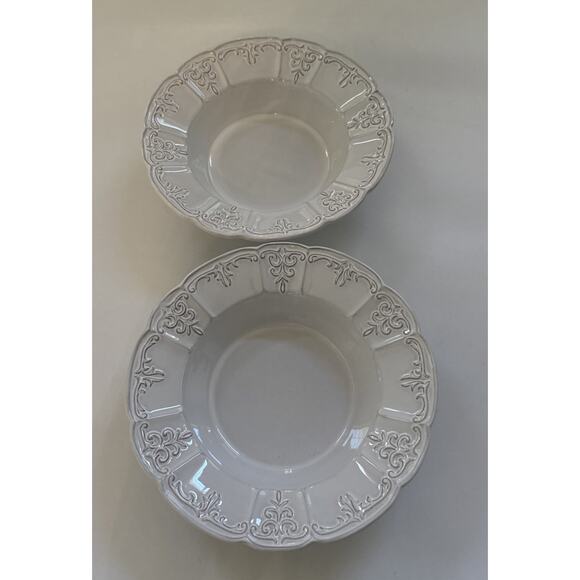 VTG Block Windsor Bone China Serving Bowls Set of 2 Scalloped Made in PORTGUAL - Picture 1 of 11
